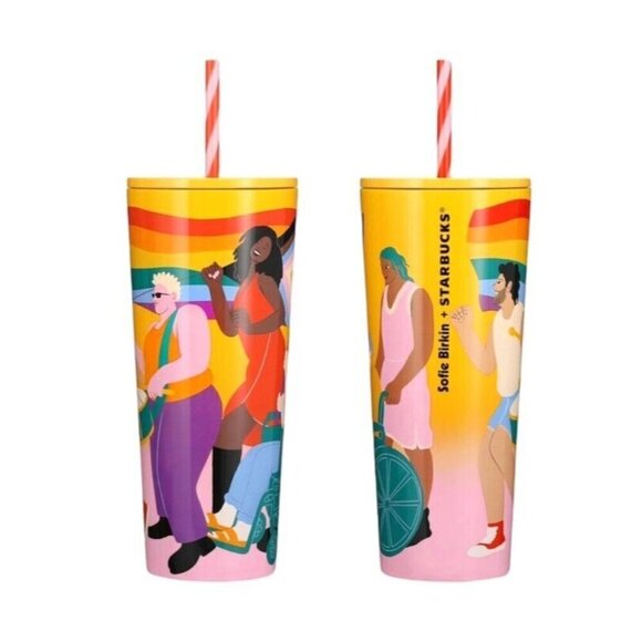 Starbucks Sofie Birkin 2024 Yellow Summer Graphic Stainless Steel Cup Tumbler - Picture 1 of 5